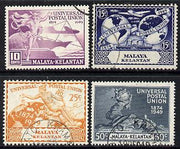Malaya - Kelantan 1949 KG6 75th Anniversary of Universal Postal Union set of 4 cds used SG 57-60