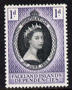 Falkland Islands Dependecies 1953 Coronation 1d unmounted mint SG G25