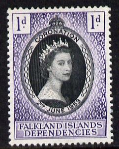 Falkland Islands Dependecies 1953 Coronation 1d unmounted mint SG G25