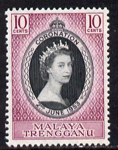 Malaya - Trengganu 1953 Coronation 10c unmounted mint SG 88