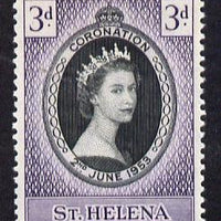 St Helena 1953 Coronation 3d unmounted mint SG 152
