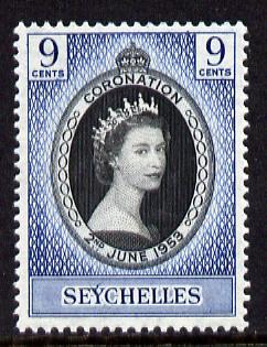 Seychelles 1953 Coronation 9c unmounted mint SG 173