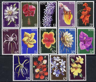 Nevis 1984 Flowers definitive set complete 14 values each overprinted SPECIMEN unmounted mint SG 185As-98As