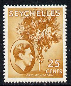 Seychelles 1938-49 KG6 Coco Palm 25c brown-olive mtd mint SG141