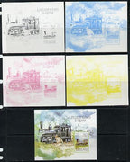 Togo 2013 Locomotives - Atlas 0-8-8 deluxe sheet - the set of 5 imperf progressive proofs comprising the 4 individual colours plus all 4-colour composite, unmounted mint