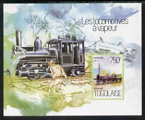 Togo 2013 Locomotives - Alder 2-2-2 imperf deluxe sheet unmounted mint. Note this item is privately produced and is offered purely on its thematic appeal