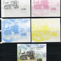 Togo 2013 Locomotives - Farle 0-4-4-0 deluxe sheet - the set of 5 imperf progressive proofs comprising the 4 individual colours plus all 4-colour composite, unmounted mint