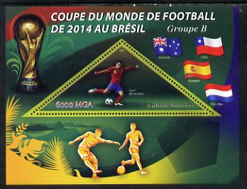 Madagascar 2014 Football World Cup in Brazil - Group B perf triangular shaped souvenir sheet unmounted mint