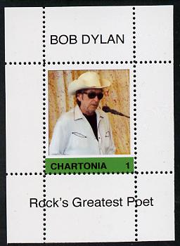Chartonia (Fantasy) Bob Dylan - Rock's Greatest Poet #1 perf deluxe sheet on thin glossy card unmounted mint