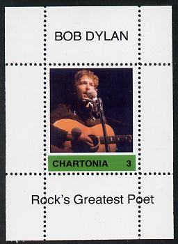Chartonia (Fantasy) Bob Dylan - Rock's Greatest Poet #3 perf deluxe sheet on thin glossy card unmounted mint