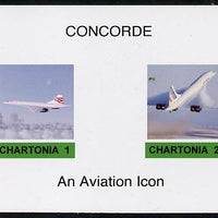 Chartonia (Fantasy) Concorde - An Aviation Icon imperf deluxe sheet on glossy card unmounted mint