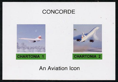 Chartonia (Fantasy) Concorde - An Aviation Icon imperf deluxe sheet on glossy card unmounted mint