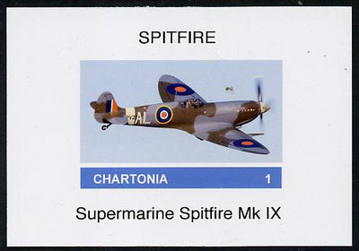 Chartonia (Fantasy) Spitfire Mk IX imperf deluxe sheet on glossy card unmounted mint