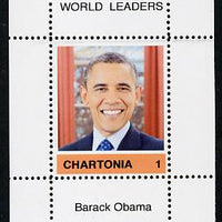 Chartonia (Fantasy) World Leaders - Barack Obama perf deluxe sheet on thin glossy card unmounted mint
