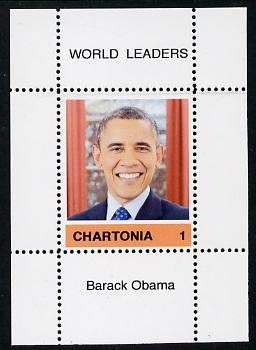 Chartonia (Fantasy) World Leaders - Barack Obama perf deluxe sheet on thin glossy card unmounted mint