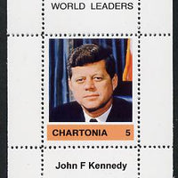 Chartonia (Fantasy) World Leaders - John F Kennedy perf deluxe sheet on thin glossy card unmounted mint
