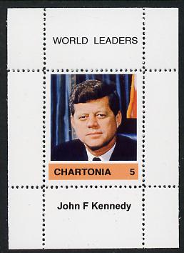Chartonia (Fantasy) World Leaders - John F Kennedy perf deluxe sheet on thin glossy card unmounted mint