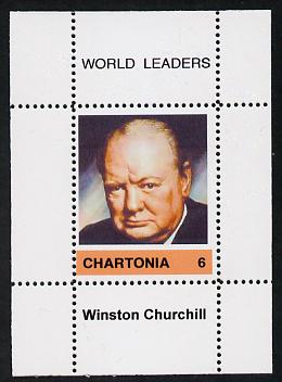 Chartonia (Fantasy) World Leaders - Winston Churchill perf deluxe sheet on thin glossy card unmounted mint