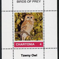 Chartonia (Fantasy) Birds of Prey - Tawny Owl perf deluxe sheet on thin glossy card unmounted mint