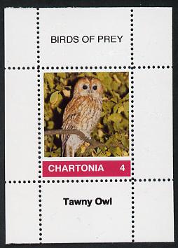 Chartonia (Fantasy) Birds of Prey - Tawny Owl perf deluxe sheet on thin glossy card unmounted mint