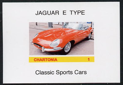 Chartonia (Fantasy) Classic Sports cars - Jaguar E Type imperf deluxe sheet on glossy card unmounted mint