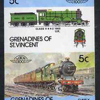 St Vincent - Grenadines 1984 Locomotives #2 (Leaders of the World) 5c (4-4-2 Class V) se-tenant proof pair as issued but imperforate (as SG 313a) unmounted mint