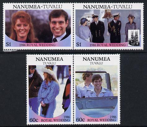 Tuvalu - Nanumea 1986 Royal Wedding (Andrew & Fergie) set of 4 (2 se-tenant pairs) unmounted mint