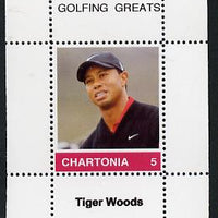 Chartonia (Fantasy) Golfing Greats - Tiger Woods perf deluxe sheet on thin glossy card unmounted mint