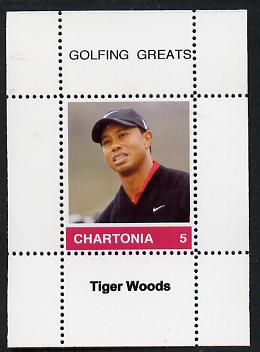 Chartonia (Fantasy) Golfing Greats - Tiger Woods perf deluxe sheet on thin glossy card unmounted mint