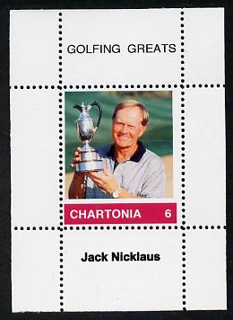 Chartonia (Fantasy) Golfing Greats - Jack Nicklaus perf deluxe sheet on thin glossy card unmounted mint