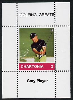 Chartonia (Fantasy) Golfing Greats - Gary Player perf deluxe sheet on thin glossy card unmounted mint