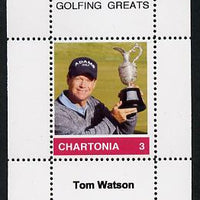 Chartonia (Fantasy) Golfing Greats - Tom Watson perf deluxe sheet on thin glossy card unmounted mint