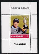 Chartonia (Fantasy) Golfing Greats - Tom Watson perf deluxe sheet on thin glossy card unmounted mint