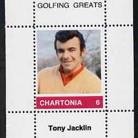 Chartonia (Fantasy) Golfing Greats - Tony Jacklin perf deluxe sheet on thin glossy card unmounted mint