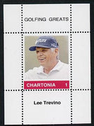 Chartonia (Fantasy) Golfing Greats - Lee Trevino perf deluxe sheet on thin glossy card unmounted mint
