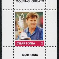 Chartonia (Fantasy) Golfing Greats - Nick Faldo perf deluxe sheet on thin glossy card unmounted mint