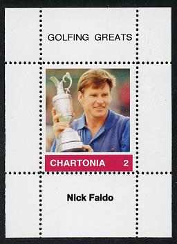 Chartonia (Fantasy) Golfing Greats - Nick Faldo perf deluxe sheet on thin glossy card unmounted mint