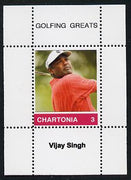Chartonia (Fantasy) Golfing Greats - Vijay Singh perf deluxe sheet on thin glossy card unmounted mint