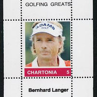 Chartonia (Fantasy) Golfing Greats - Bernhard Langer perf deluxe sheet on thin glossy card unmounted mint
