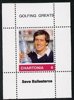 Chartonia (Fantasy) Golfing Greats - Seve Ballesteros perf deluxe sheet on thin glossy card unmounted mint