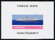 Chartonia (Fantasy) Famous Ships - Queen Elizabeth 2 imperf deluxe sheet on glossy card unmounted mint