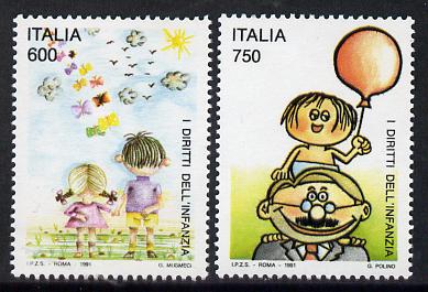 Italy 1991 UN Conference on Rights of the Child set of 2 unmounted mint SG 2130-31