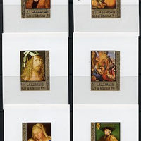 Ras Al Khaima 1971 Paintings by Durer (with Owl in margin) set of 6 imperf individual deluxe miniature sheets unmounted mint, as Michel 759-64