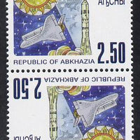 Abkhazia 1998 Space Shuttle perf strip of 4 in tete-beche format unmounted mint