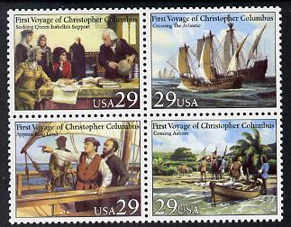 United States 1992 500th Anniversary of Discovery of America se-tenant block of 4 unmounted mint SG 2655a