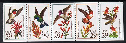 United States 1992 Mockingbirds se-tenant booklet pane of 5 unmounted mint SG 2672a
