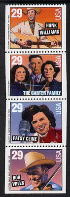United States 1993 Country Music Stars se-tenant booklet pane of 4 unmounted mint SG 2819a
