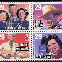 United States 1993 Country Music Stars se-tenant block of 4 unmounted mint SG 2815a