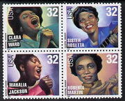 United States 1998 Gospel Music se-tenant block of 4 unmounted mint SG 3449a