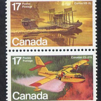 Canada 1979 Curtis HS-2L & Canadair CL-215 in se-tenant pair unmounted mint, from Canadian Aircraft (1st Series) SG 966a